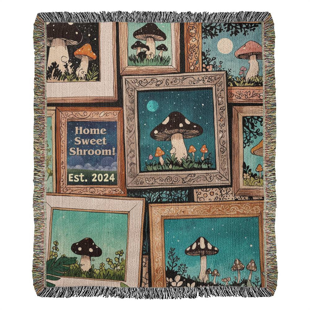 "Home Sweet Shroom!" 🏡🍄Personalized Woven Throw Blanket 🎁