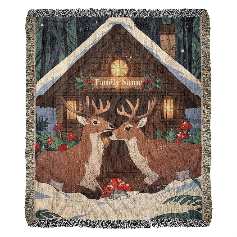 "Deer to My Heart" 🦌🍄 Personalized Woven Throw Blanket 🎄