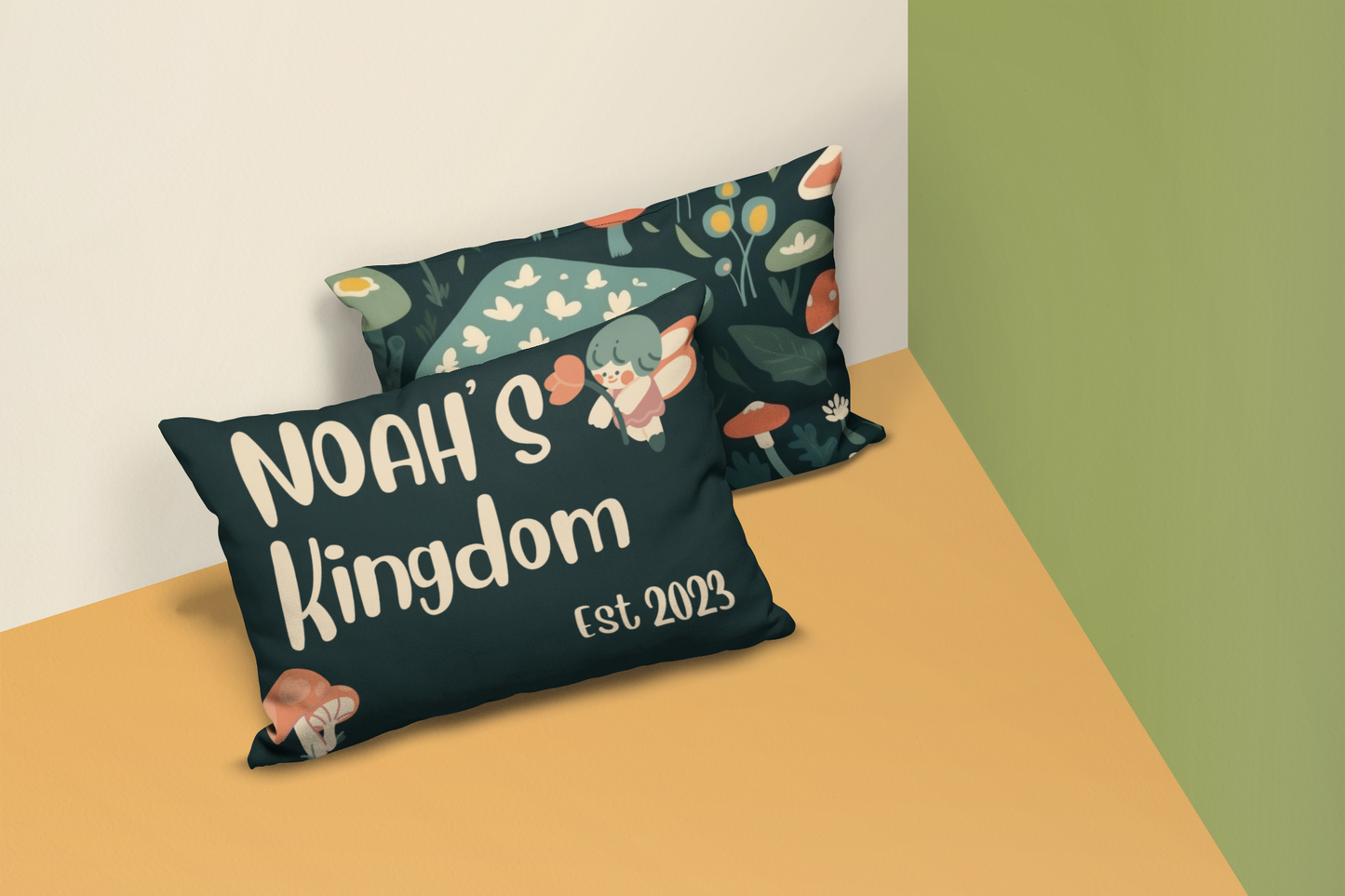 "Noah's Kingdom"  - Personalized Kids Fun-Gi Kingdom Throw Pillow